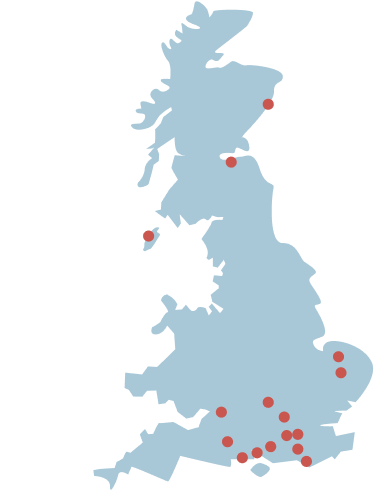 Map of our homes in the UK